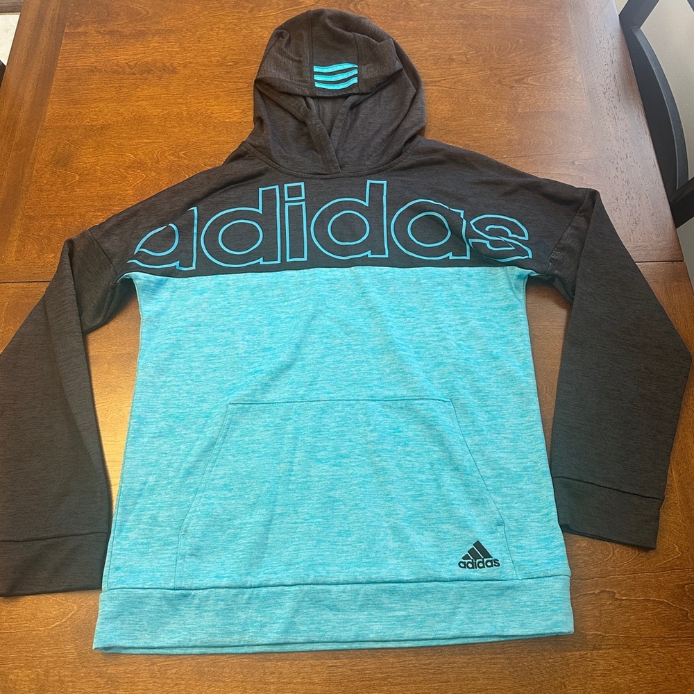Adidas Teal and Charcoal Hoodie